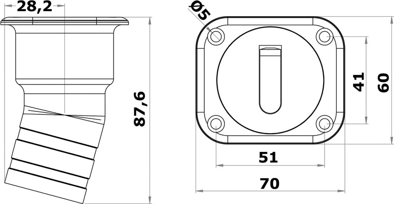Osculati Square Waste deck filler short version 38 mm