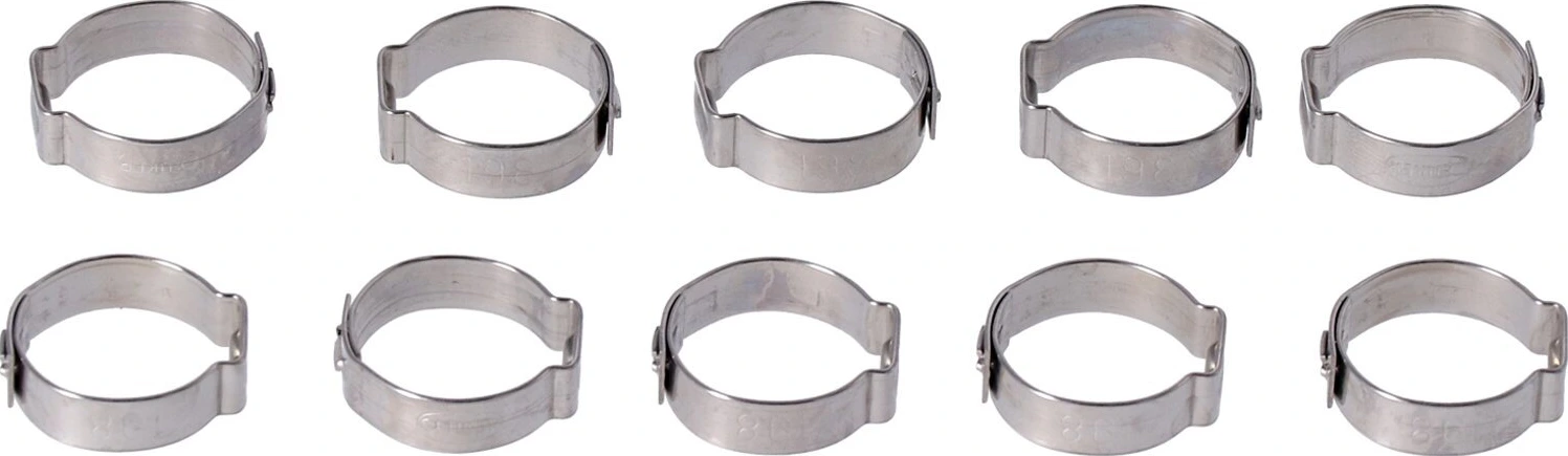 Crimp hose clamp, 3/4 (19.05mm) ID. Stainless