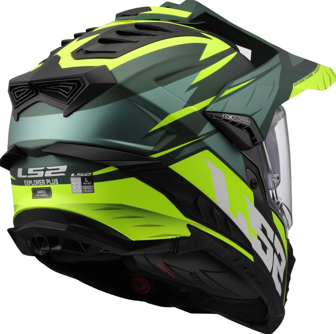 LS2 MX701 EXPLORER SPIRE Helmet - Matt Green H-Vis Yellow, S