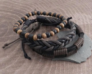 Amigaz Rope Sliders & Wood Bead bracelet