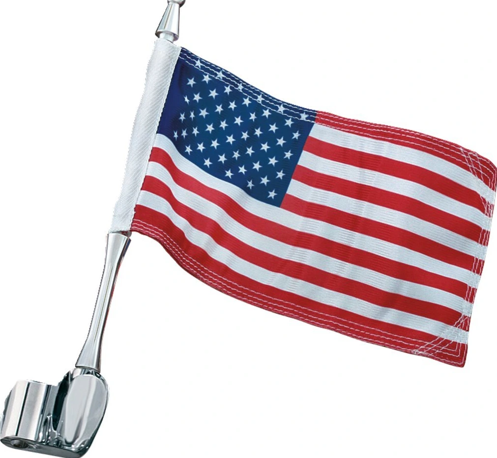 Kuryakyn, Antenna flag mount with us flag, Red, Chrome