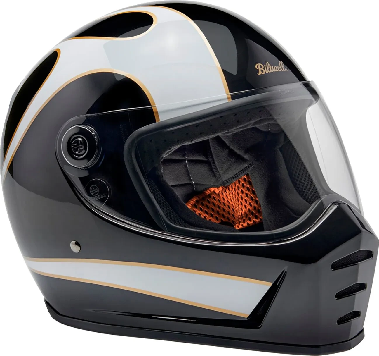 HELMET LANESPLITTER GLOSS BLACK/WHITE W/ FLAMES SM