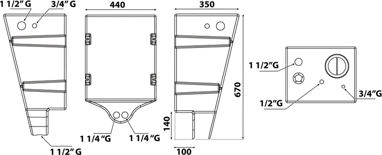 Waste water tank 78 l wall mounting