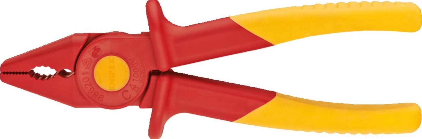Knipex flat nose pliers plastic VDE, Red, 180 mm