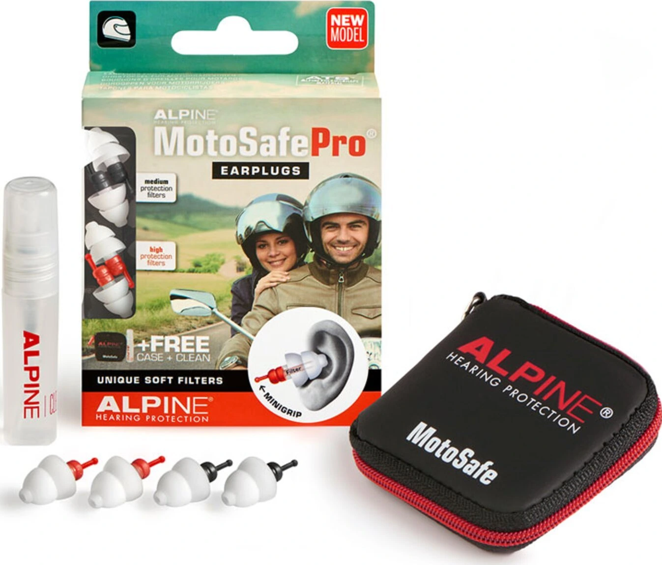 Alpine MotoSafe Pro Earplugs with mini grip