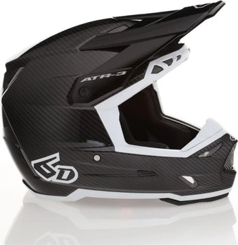 6D Helmet ATR-3 Solid Gloss Black White FIM, XS