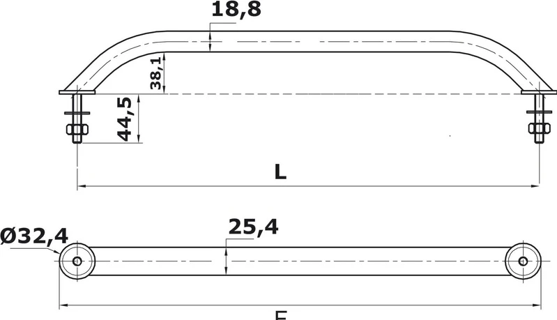 S.S handrail 407 mm
