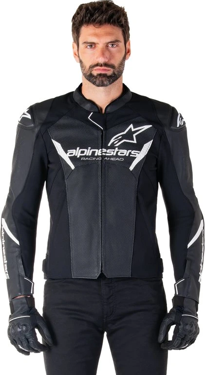 Alpinestars Leather Jacket Faster v3 Airflow Black/White, 52