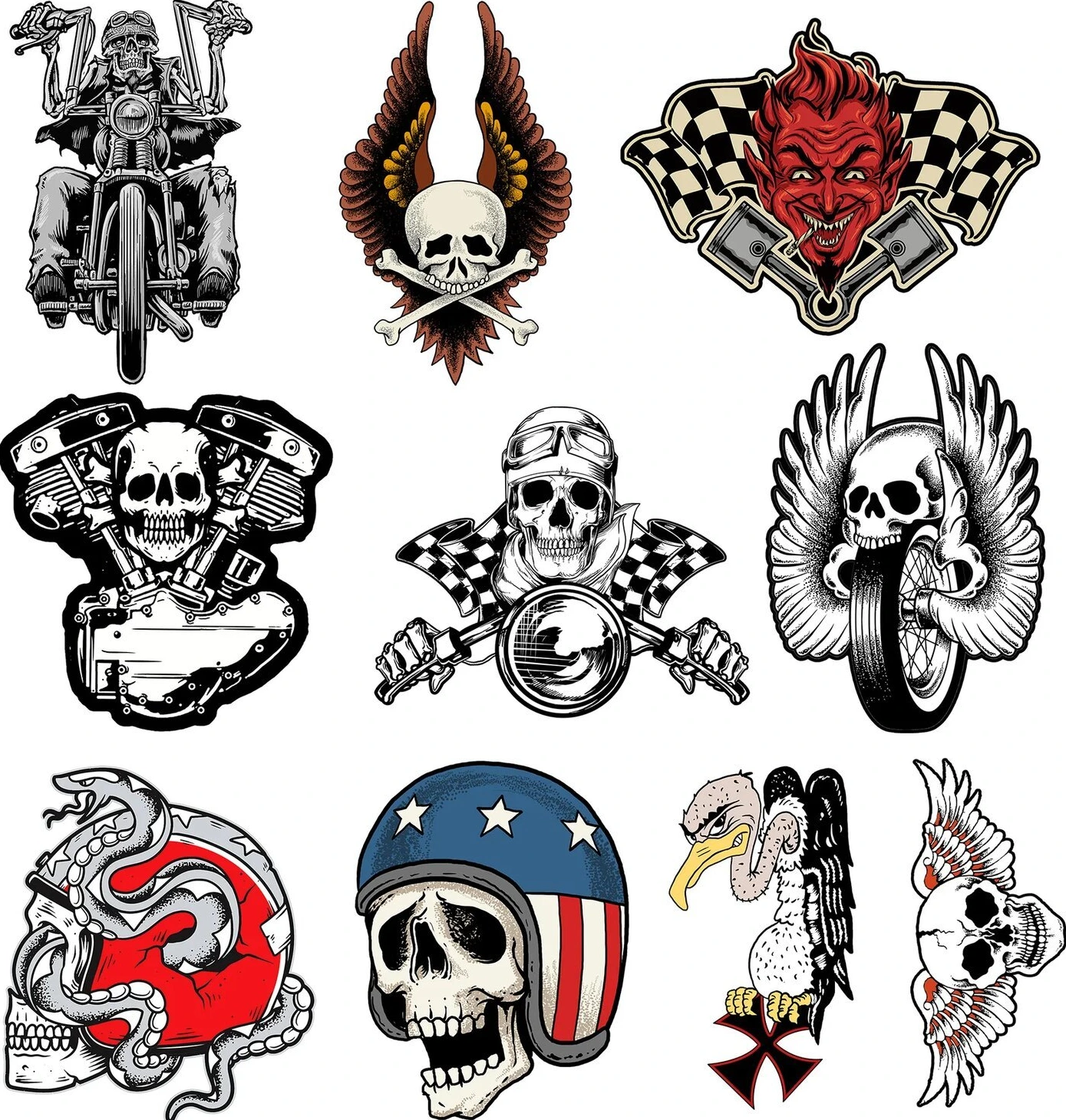 Biker series 10-pack decals