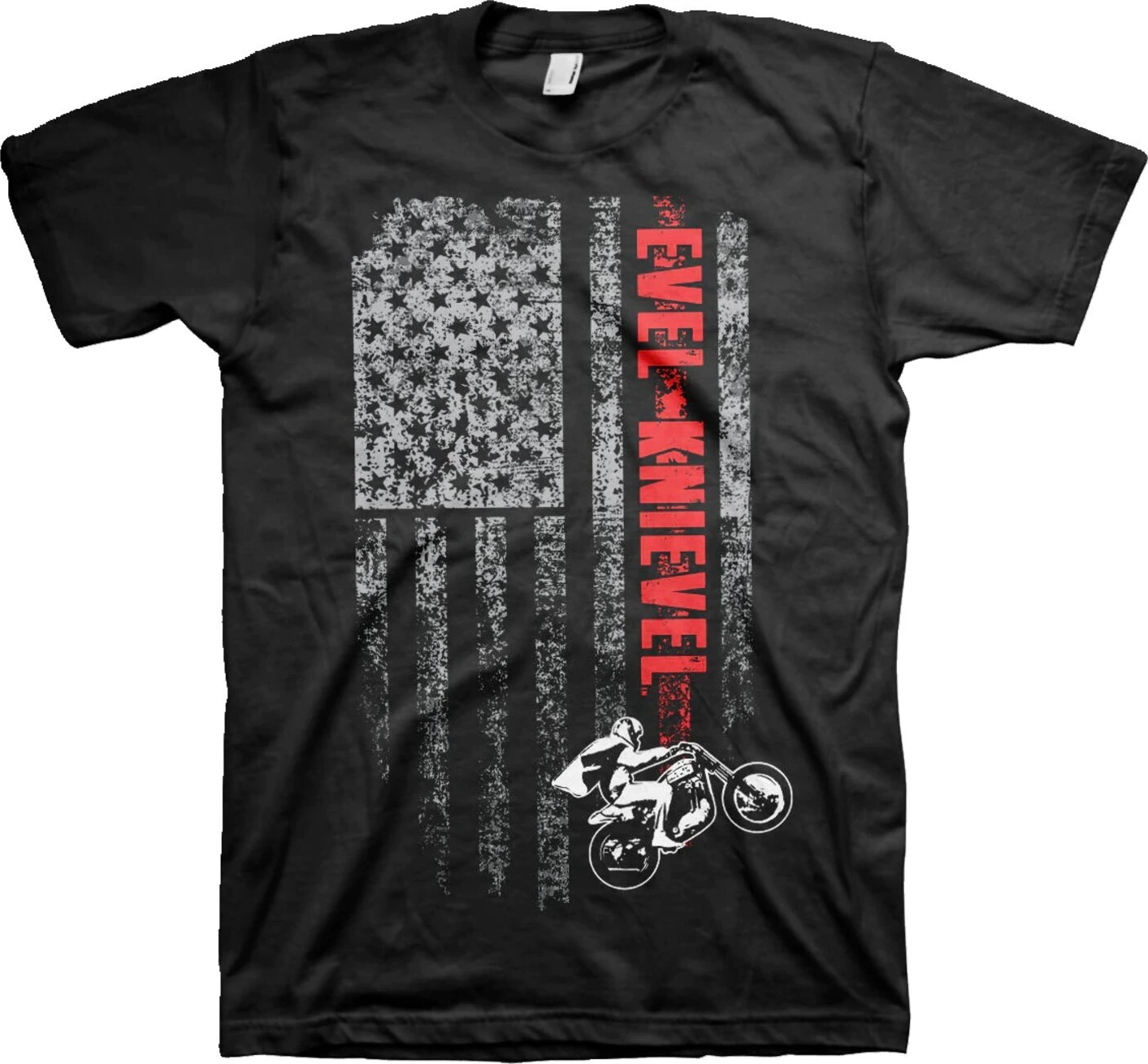 Evel Knievel Flag T-shirt, Black, 2XL
