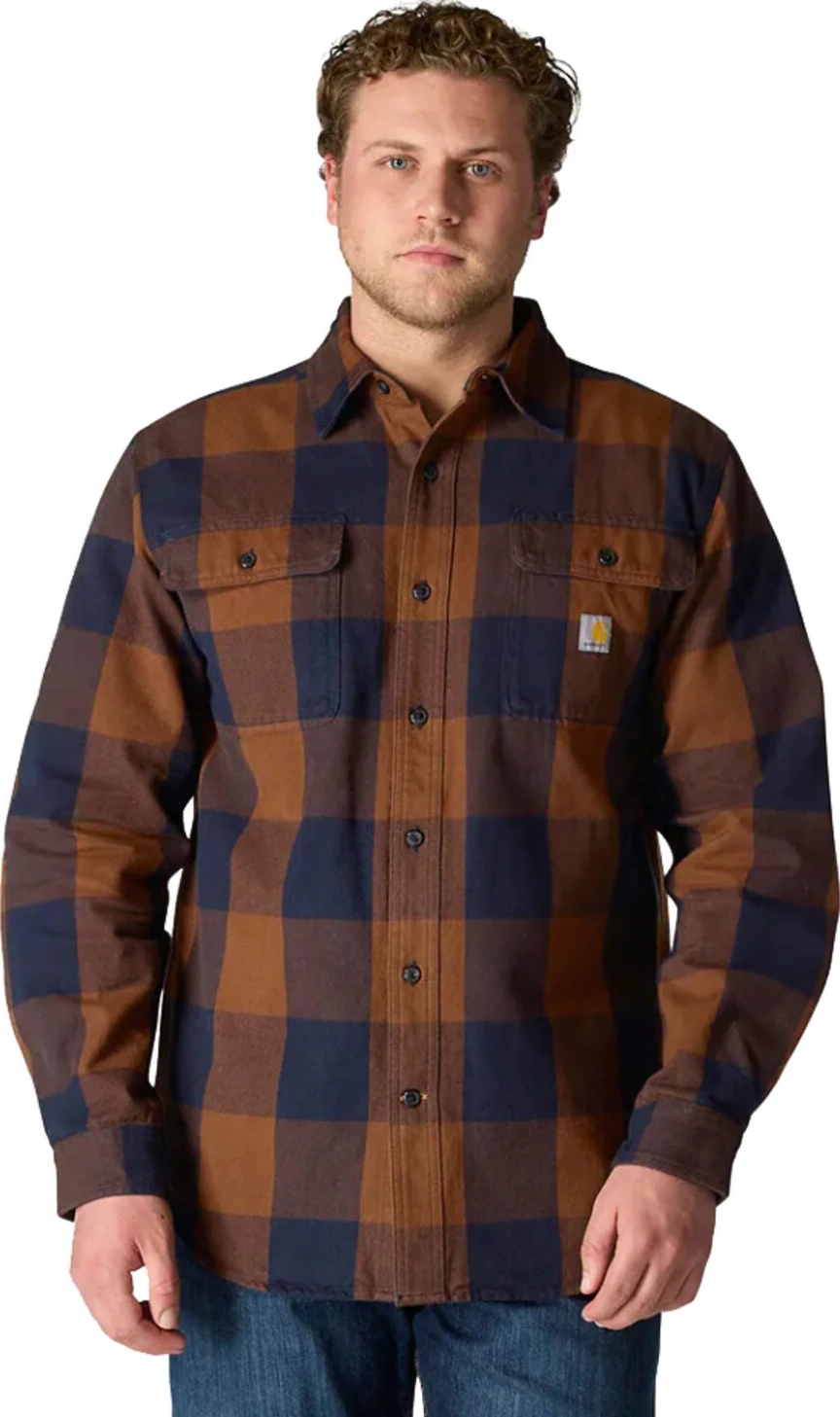Carhartt Plaid flannel shirt red duck, Brown, L