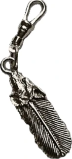 Wolf's head feather zipper pull