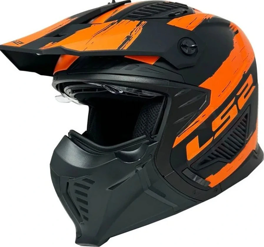 LS2 OF606 DRIFTER MUD helmet - S, Matt Black Orange