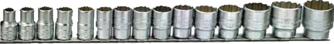 Teng Tools, sockets on wrench clip rail. Metric sizes, Satin