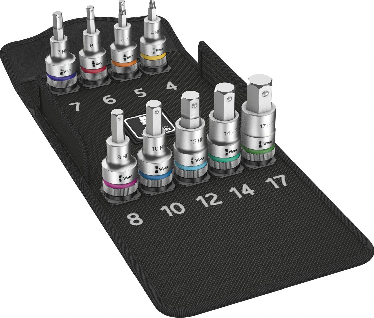 Wera Zyklop 1/2" drive Hex socket bit set - Metric, Black