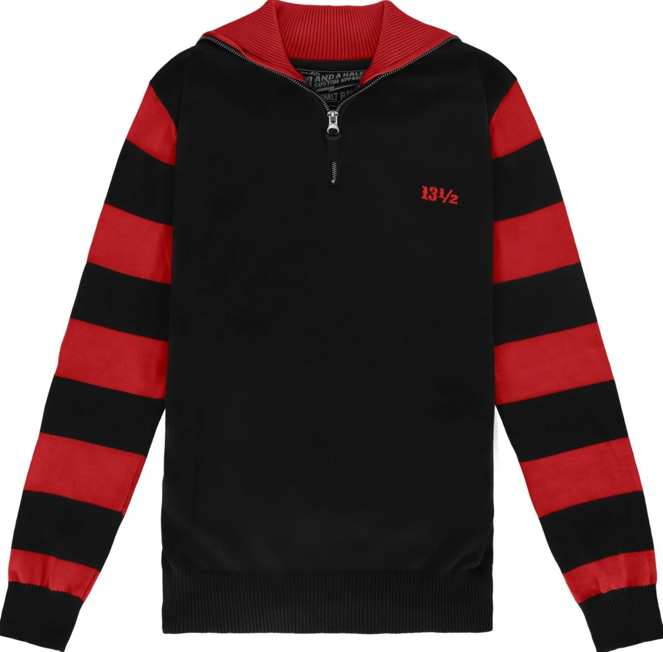 13 1/2 Outlaw half-zip sweater, Black, red, S