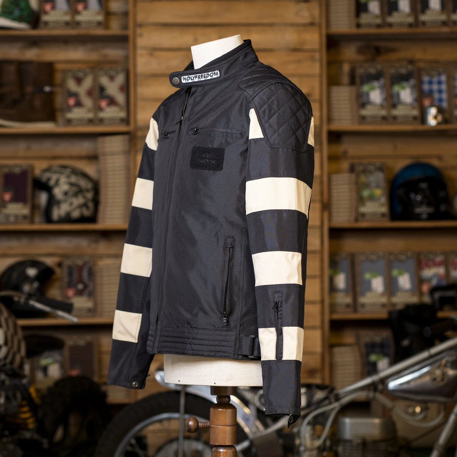 Holy Freedom Prison jacket, Black, off Black, white, M