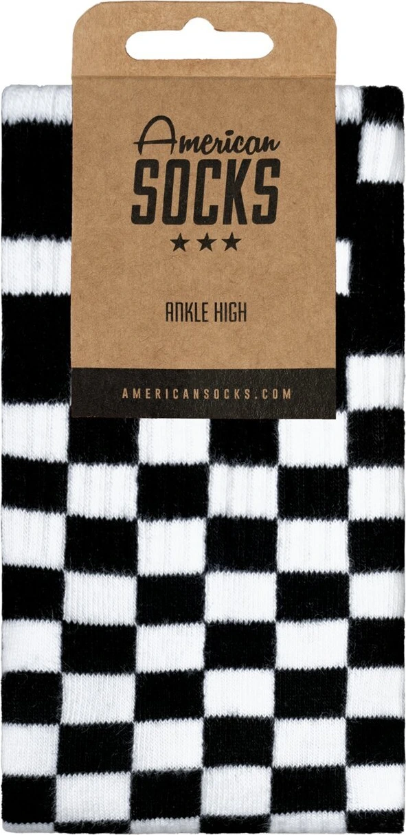American Socks Checkerboard Ankle High socks, Black, One size fits most
