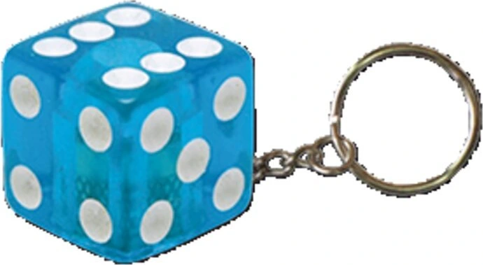 Triktopz Dice key chain, Blue, glitter Blue