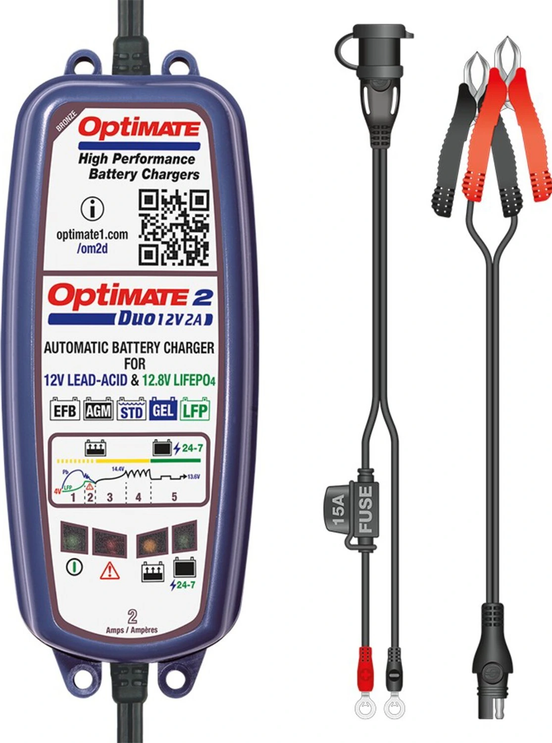 Tecmate, Optimate, 2 Duo 12V battery charger