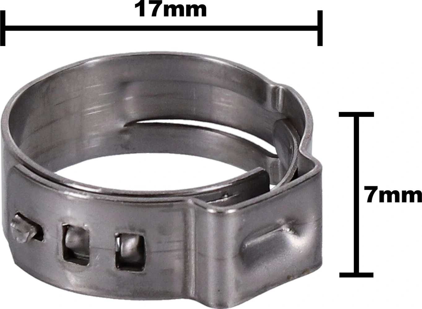Crimp hose clamp, 11/16 (17.53mm) ID. Zinc