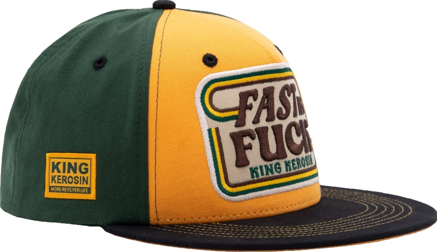 King Kerosin Fast As Fuck flat cap, black, Yellow