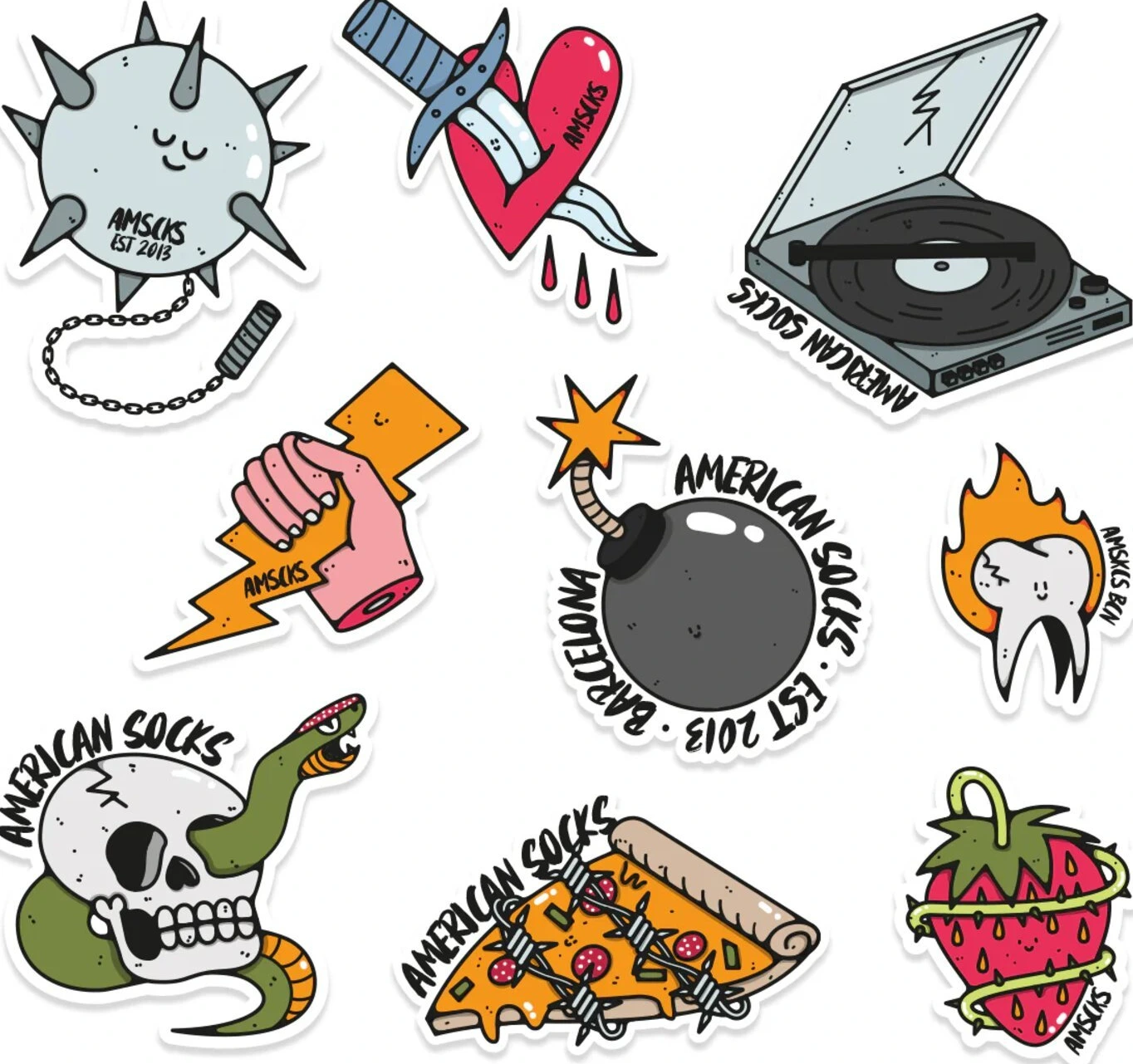 American Socks Wrecked Sticker pack