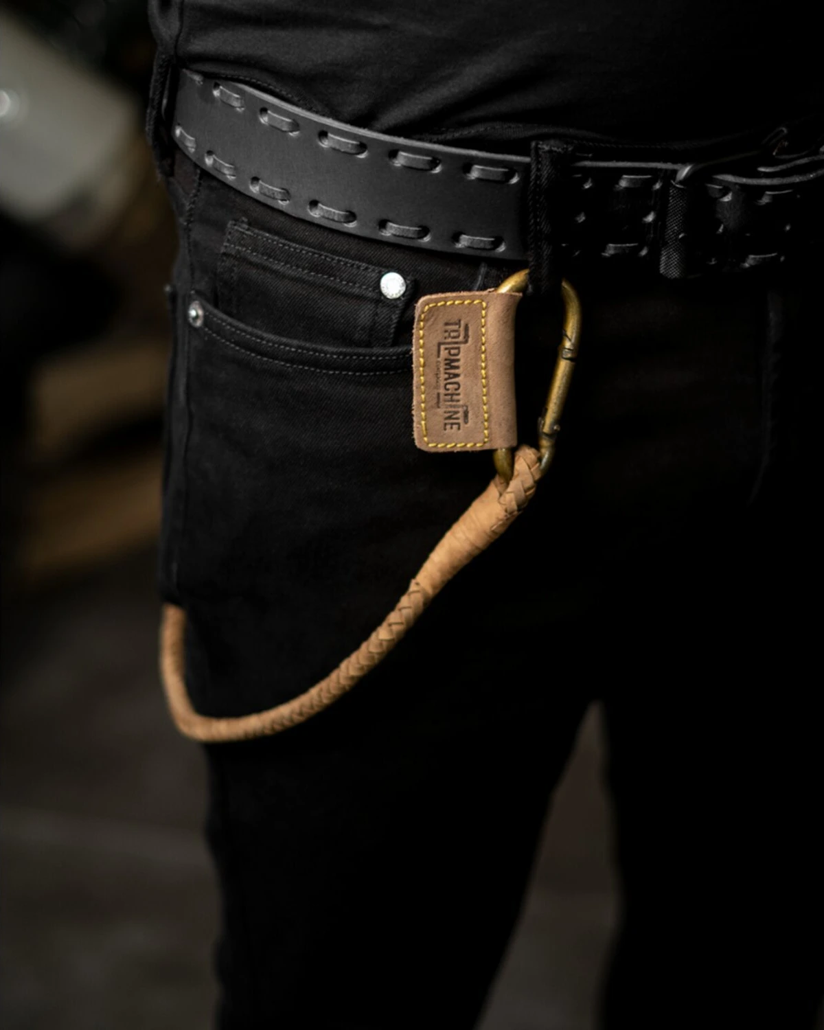 Trip Machine Braided key chain, tobacco