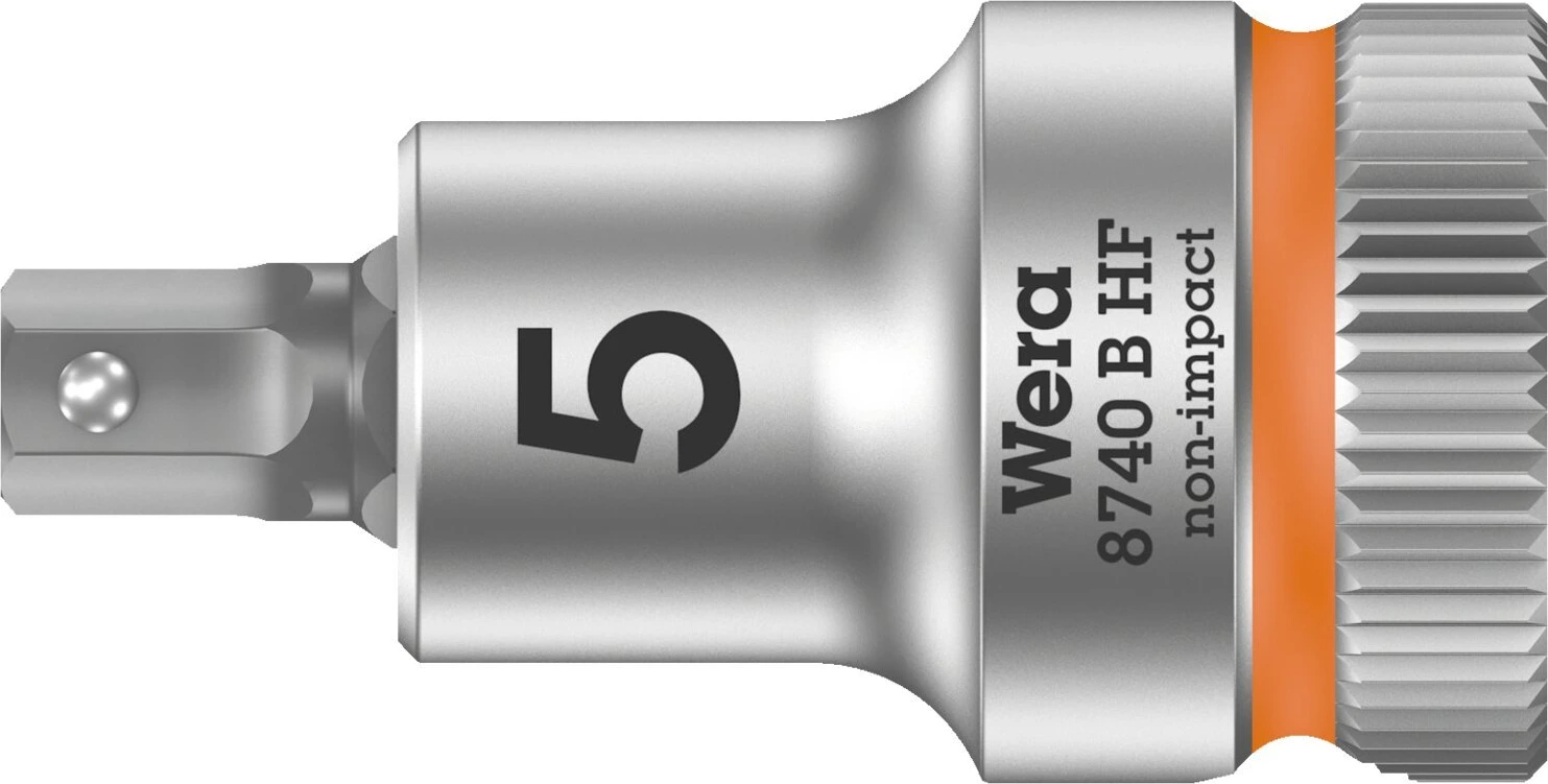 Wera Zyklop 3/8" Hex socket bit with holding function Metric, 5 mm, Brushed
