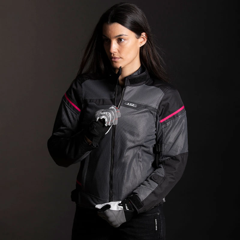 LS2 Riva Lady Jacket - M, Black Dark Grey Pink