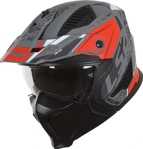 LS2 OF606 DRIFTER DEVOR helmet - M, Matt Silver Titanium Red