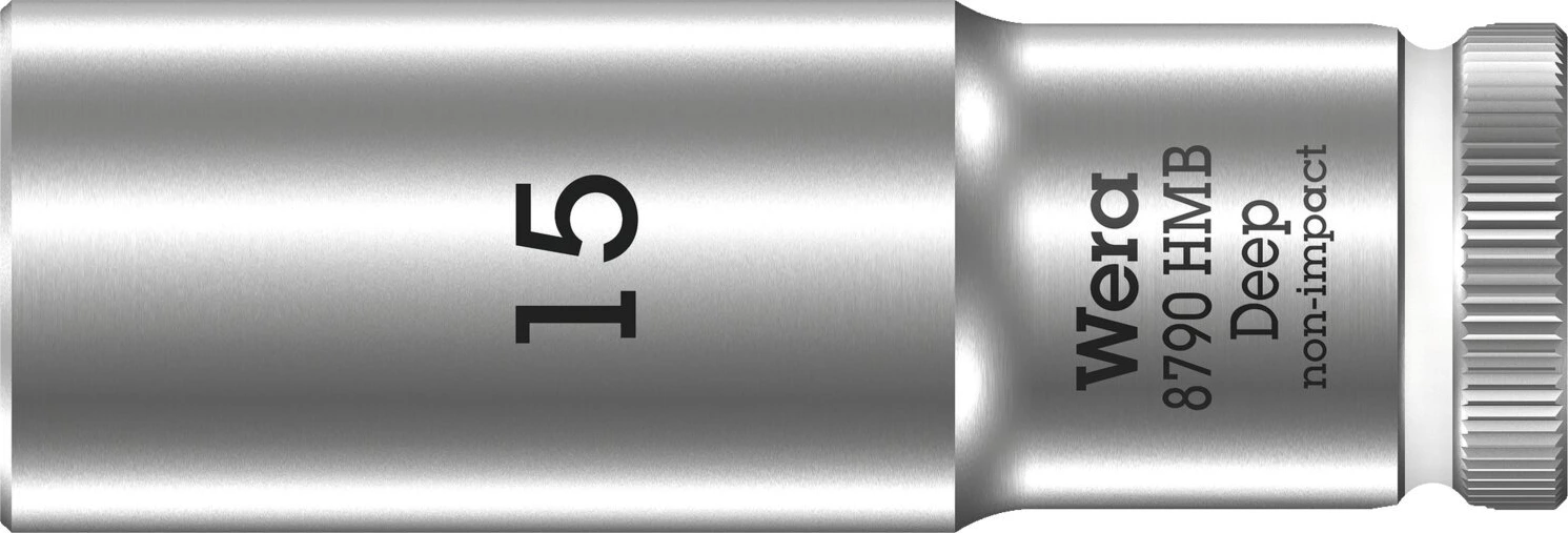 Wera, deep socket size 15mm, Brushed