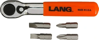 Lang Tools, mini reketinis veržliaraktis su antgaliais. Smulkus dantis
