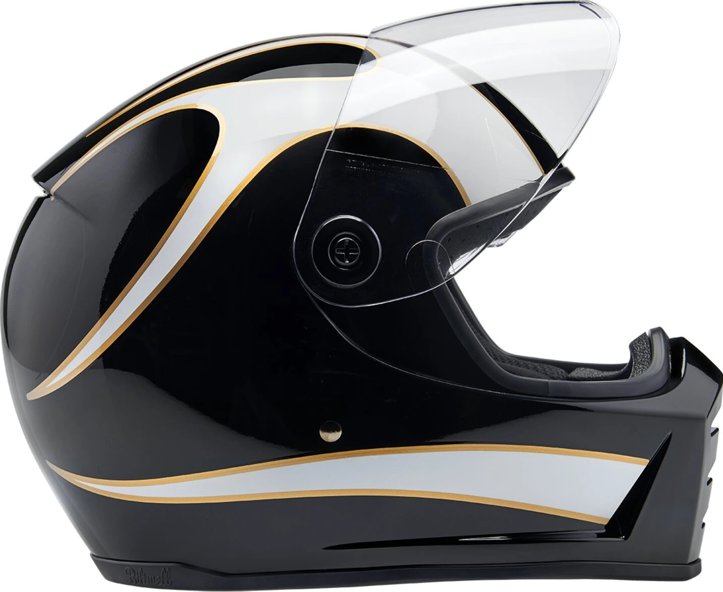 Biltwell Lane Splitter helmet, white flames Black, XS, Gloss
