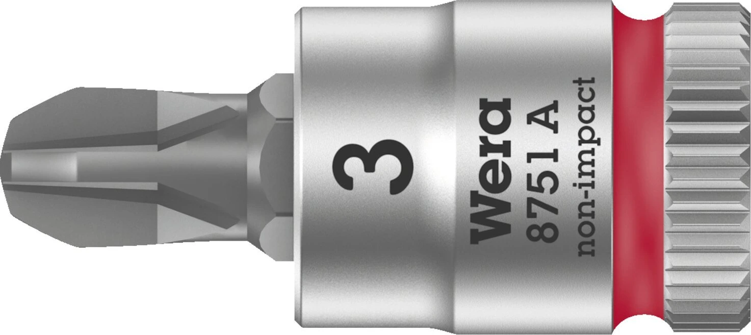 Wera Zyklop 1/4" Phillips socket bit, Red, 28 mm, Chrome