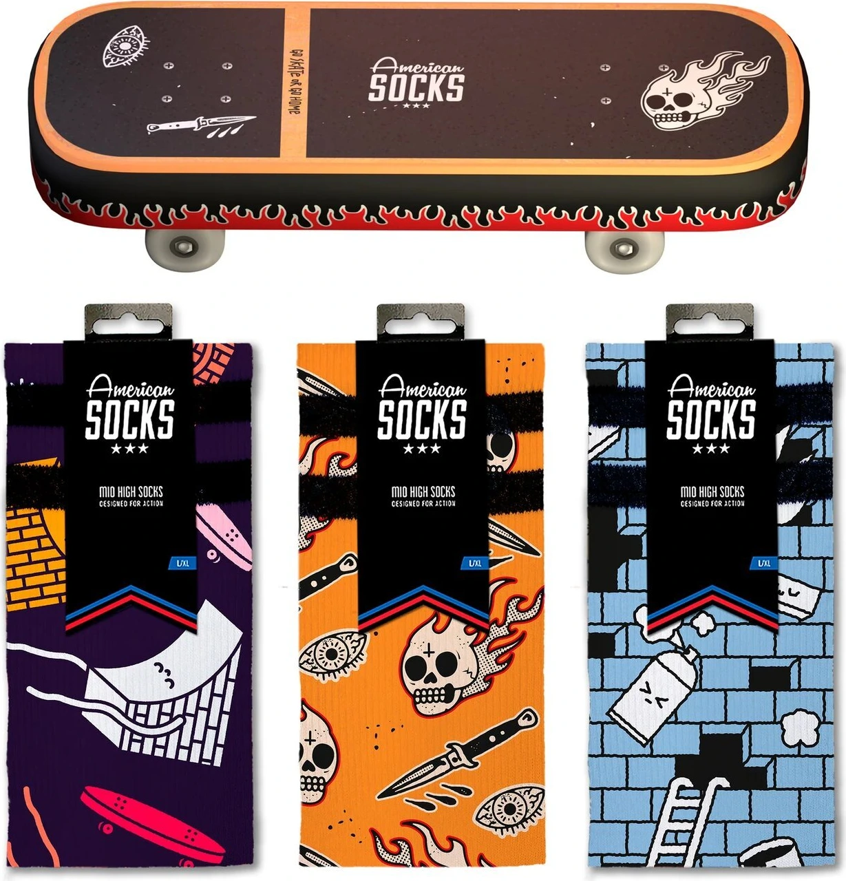 American Socks Skateboard gift box, Multi-color, L/XL
