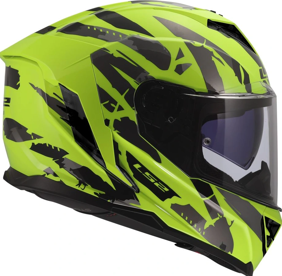 LS2 FF818 STORM III KAOS Helmet - L, Hi-Vis Yellow