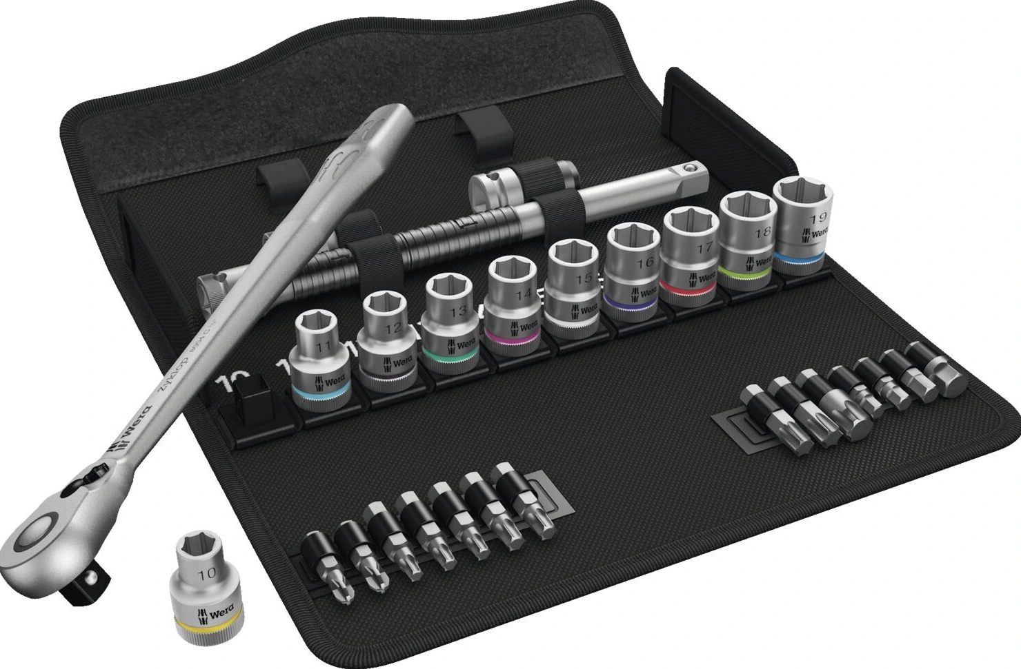 Wera Zyklop metal ratchet switch kit 1/2" drive Metric sizes, Chrome
