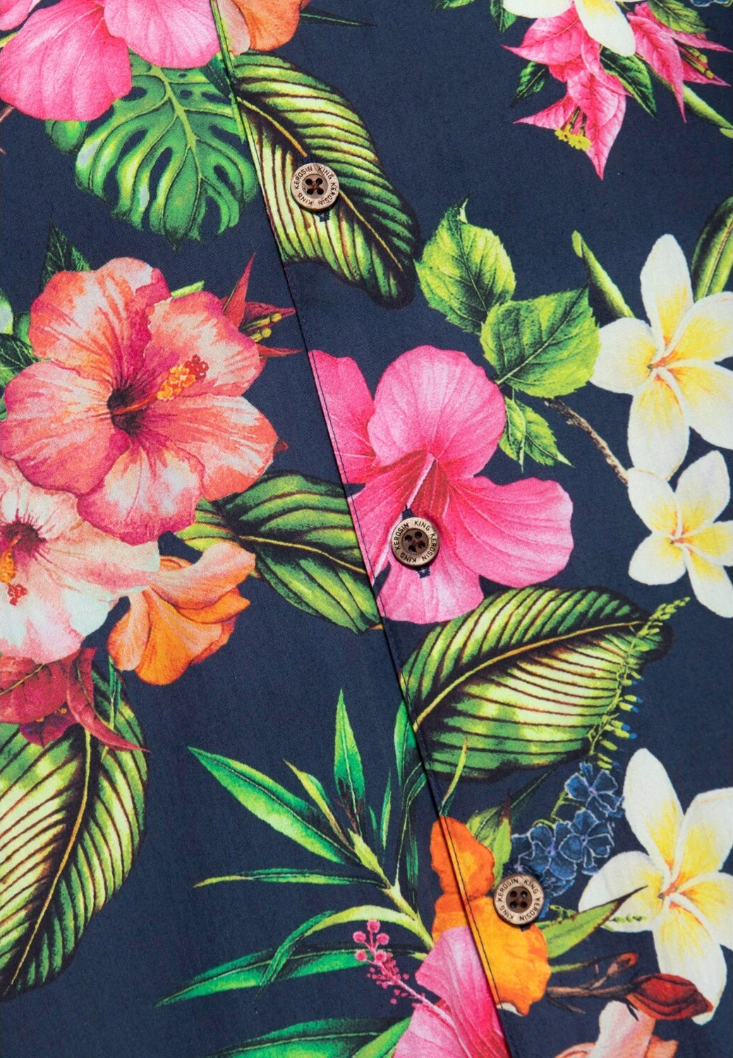 King Kerosin Tropcial flowers hawaii shirt, Multi-color, M