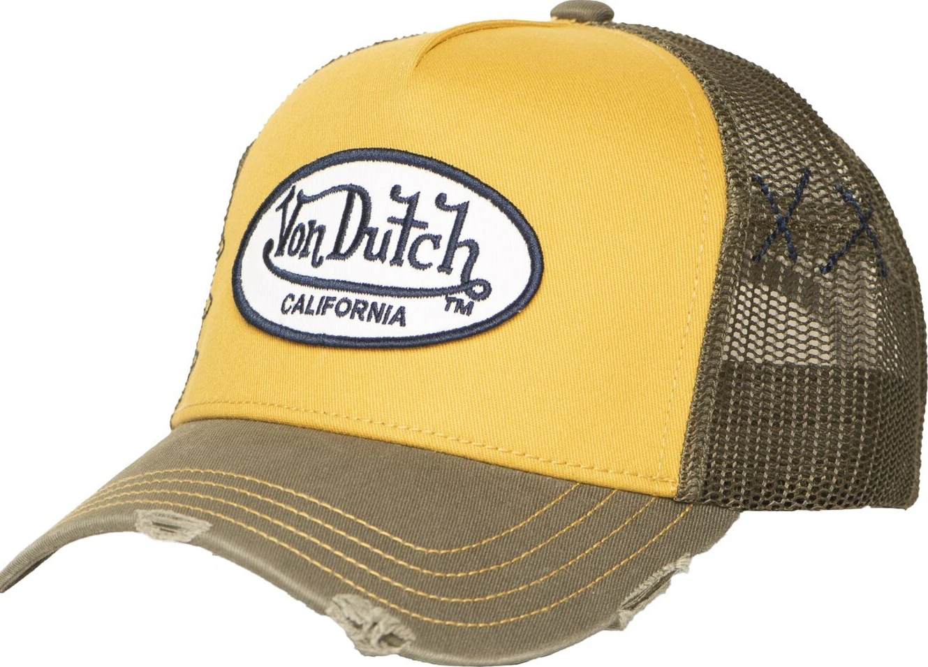 Von Dutch Trucker mesh cap, khaki, Yellow
