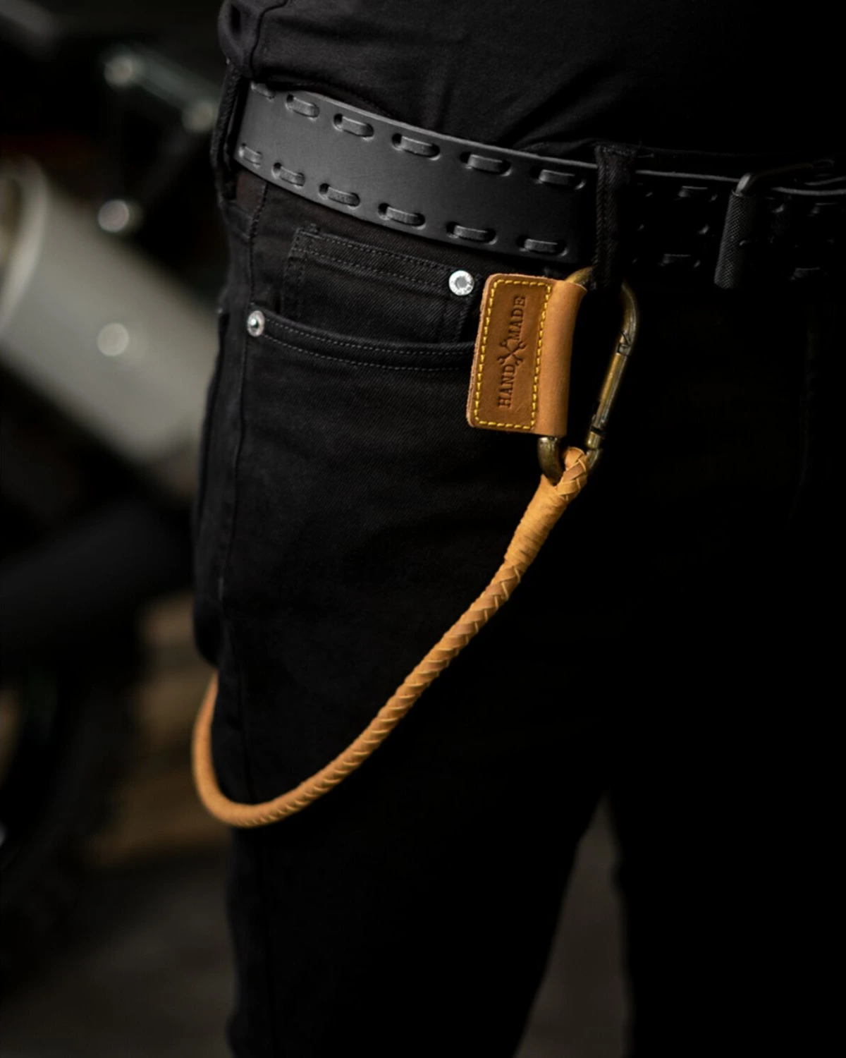 Trip Machine Braided key chain, tan