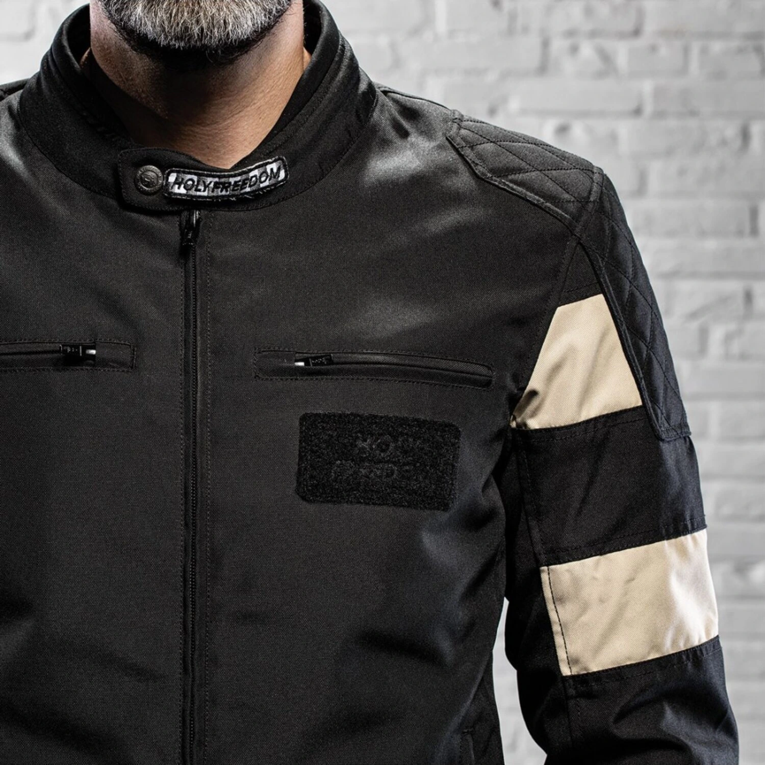 Holy Freedom Prison jacket, Black, off Black, white, M