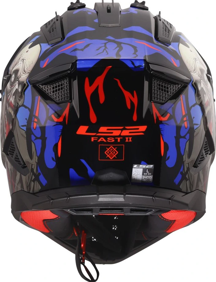 LS2 MX708 FAST II ZOMBIE 2 helmet - 3XL, Black Red Blue