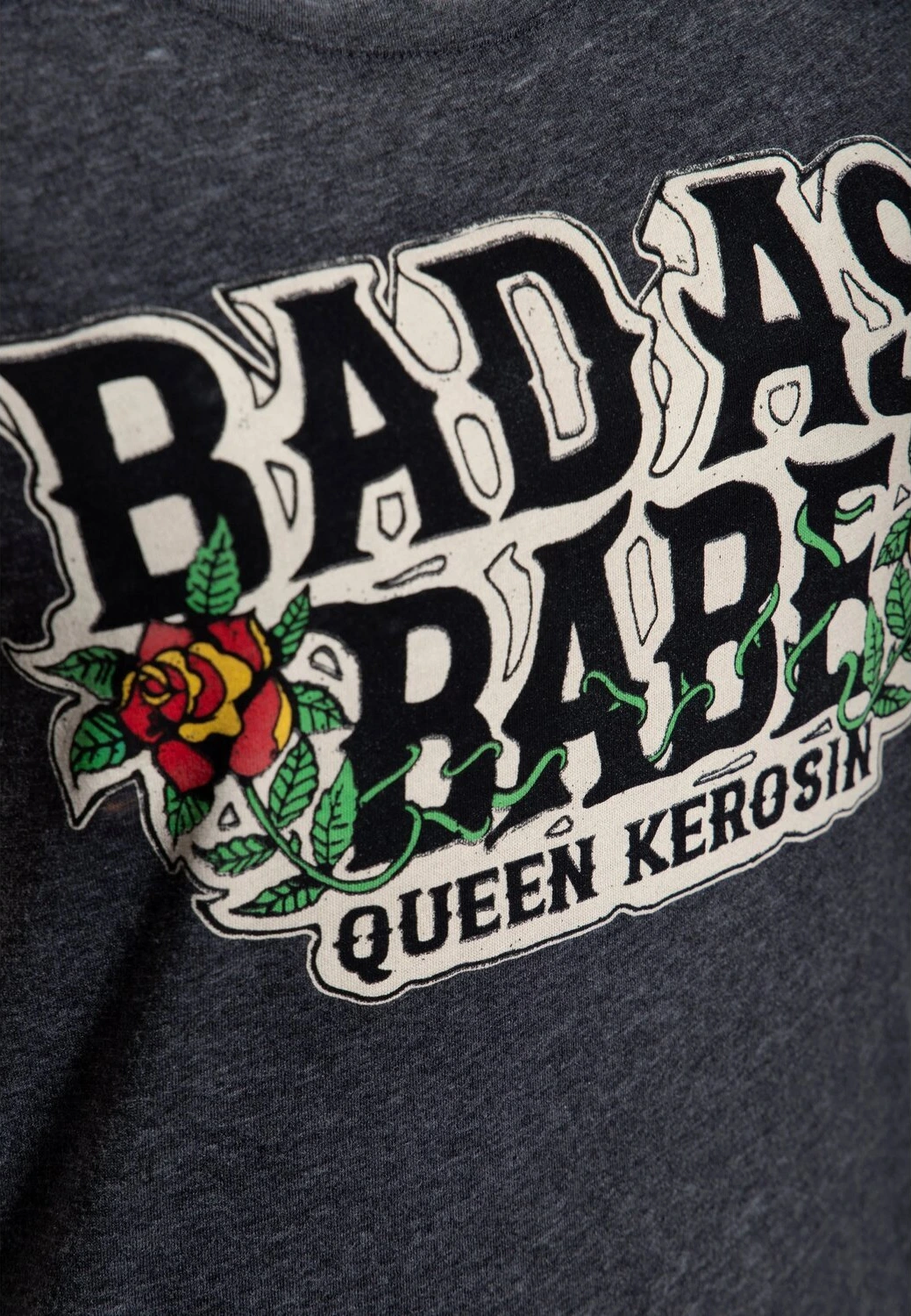 Queen Kerosin Bad ass babe t-shirt anthracite, Gray, S