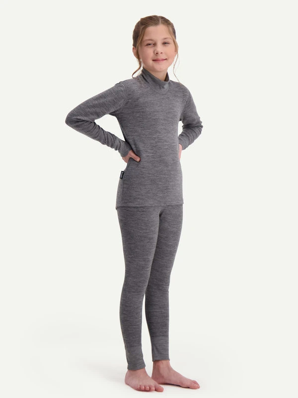 Grey — Svala Merino Extra Warm kids underwear set grey, 140