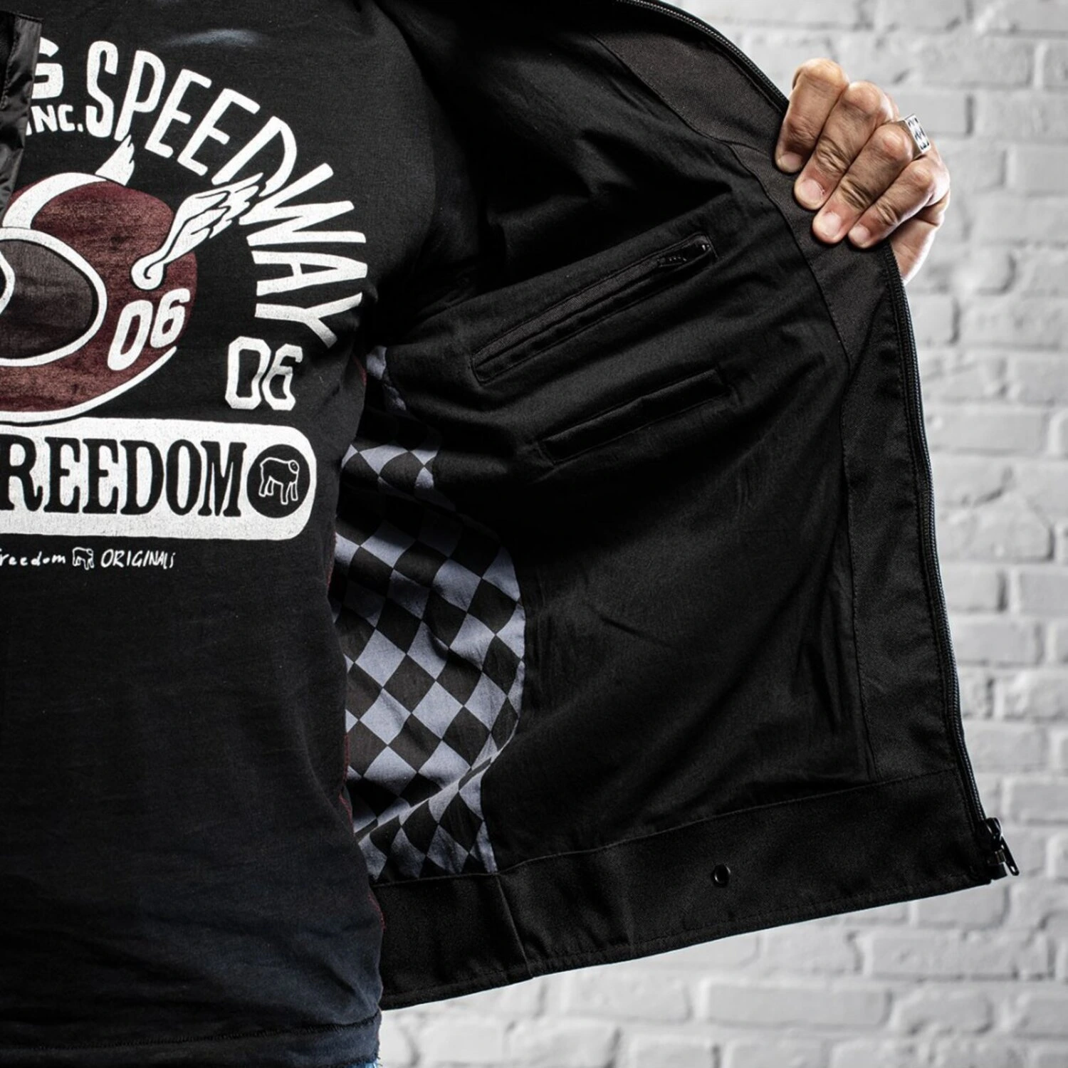 Holy Freedom Prison jacket, Black, off Black, white, M