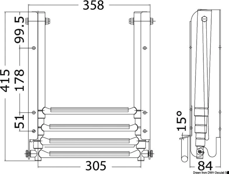 Step ladder under platform 4 steps XL