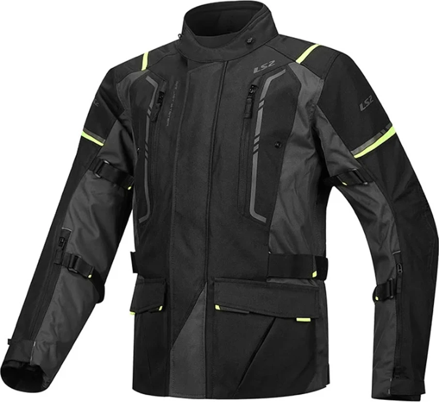 LS2 Narvik Man Jacket - L, Grey Black H-V Yellow