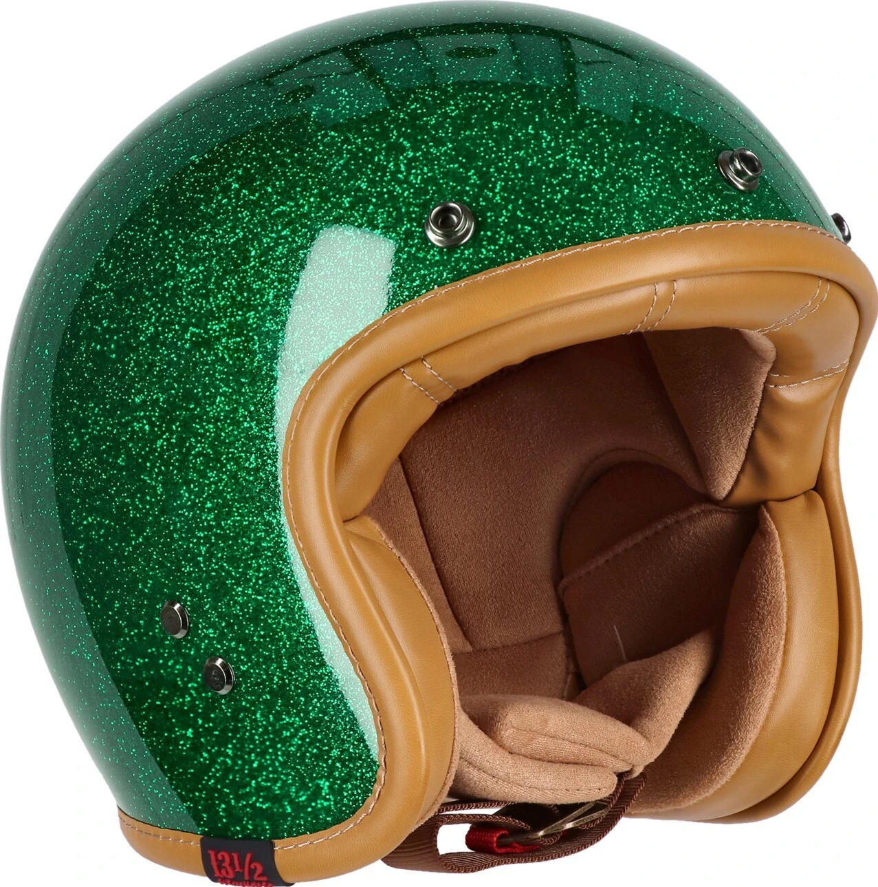 13 1/2 Skull bucket helmet Lucky clover, Green, M, Metal Flake
