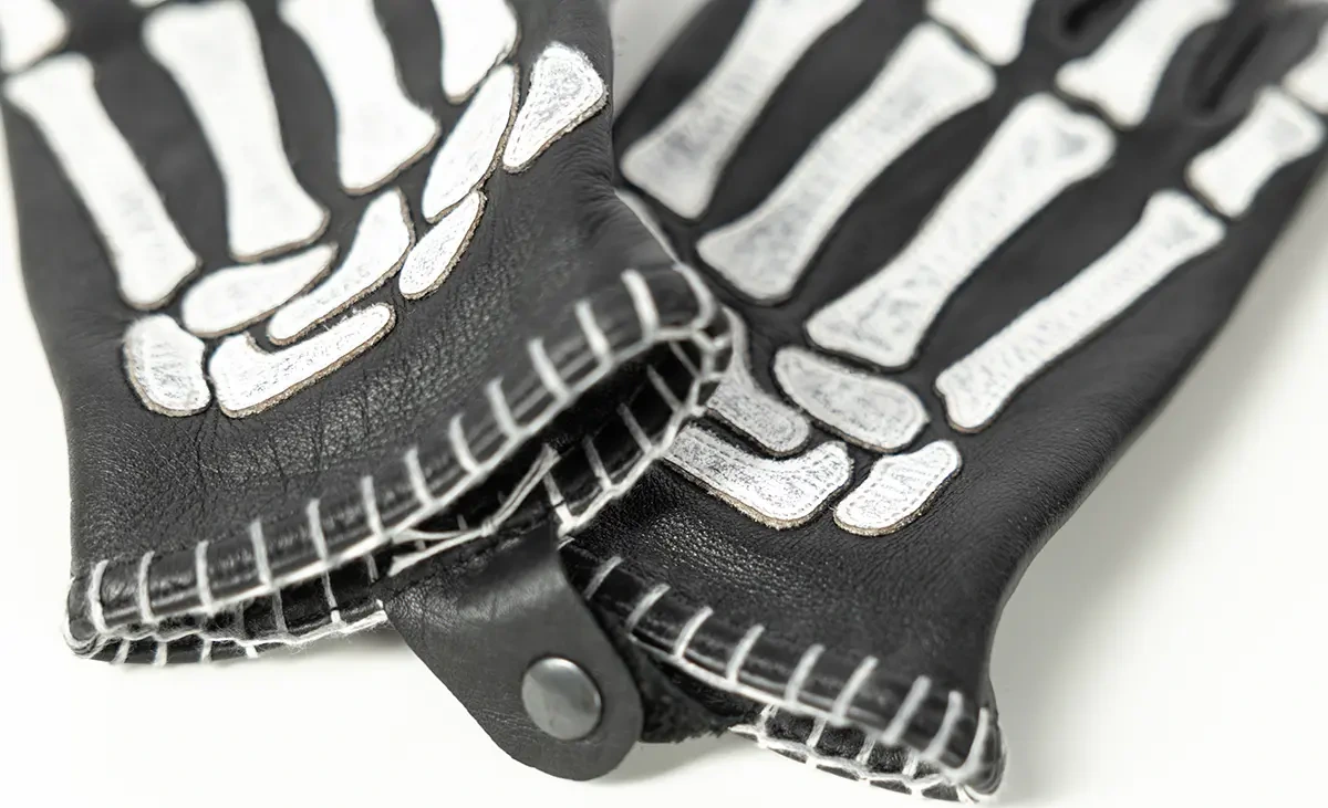 GLOVE SKELETOR LEATHER BLACK/WHITE SM